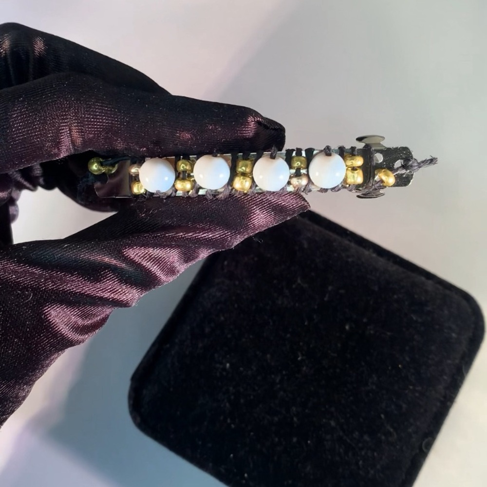 GRAY JEWEL — Designer Glass Beaded Hair Clip Barrette for Women | Seed Bead Gift